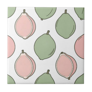 Azulejo Patrón de Guayaba Verde Rosa