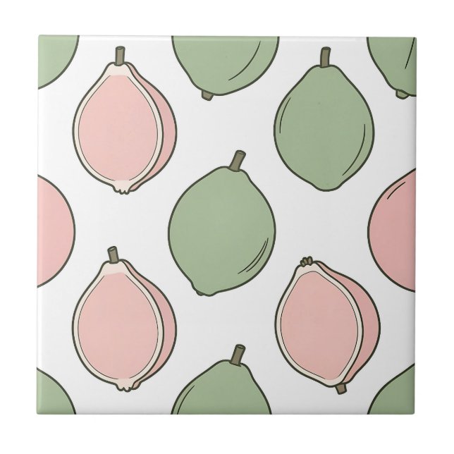 Azulejo Patrón de Guayaba Verde Rosa (Frente)
