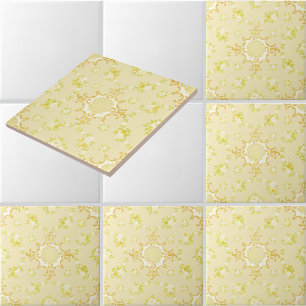 Azulejo Patrón de guirnaldas florales con centros de rosa