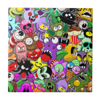 Azulejo Patrón de Halloween de personajes adorables