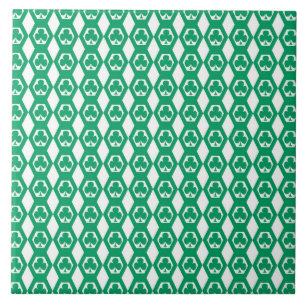 Azulejo Patrón de Hexágono Blanco Verde Trébol