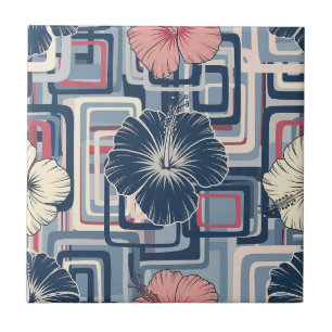 Azulejo Patrón de Hibisco Tropical Costero (10)