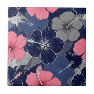 Azulejo Patrón de Hibisco Tropical Costero (2)