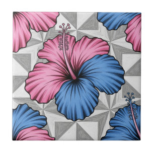 Azulejo Patrón de Hibisco Tropical Costero (6)
