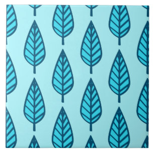 Azulejo Patrón de hoja de haya - Tonos de azul cielo