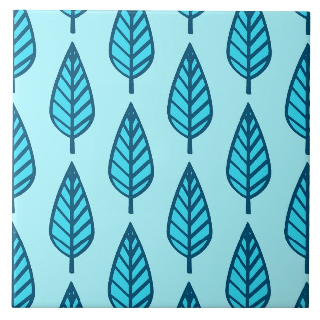 Azulejo Patrón de hoja de haya - Tonos de azul cielo (Frente)