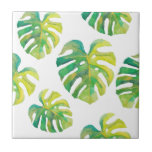 Azulejo Patrón de hoja de monastera Verano tropical verde<br><div class="desc">Patrón de hoja de monastera Verano tropical verde</div>
