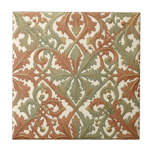 Azulejo Patrón de hoja de terracota Art Nouveau con motivo