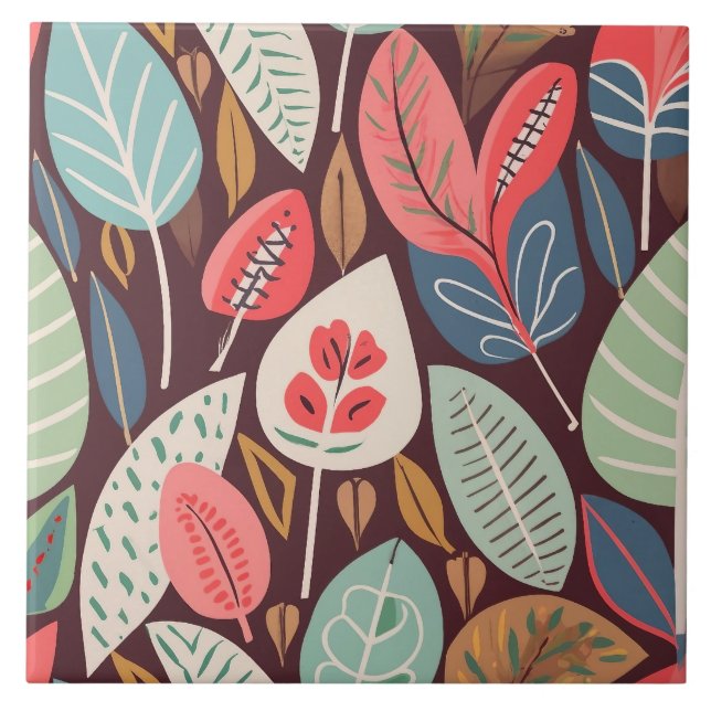 Azulejo Patrón de hojas abstractas (Frente)