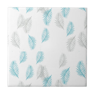 Azulejo Patrón de hojas azules y grises