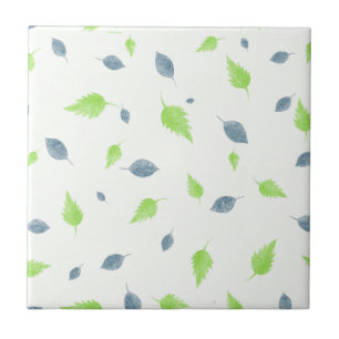 Azulejo Patrón de hojas azules y verdes