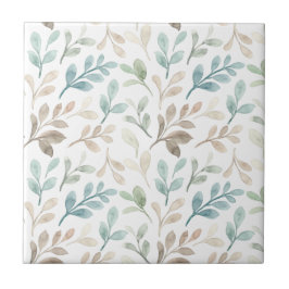 Azulejo Patrón de hojas de acuarela Soft Sage y Ochre