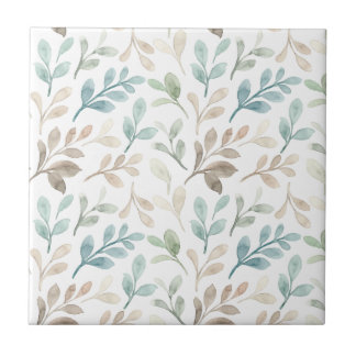 Azulejo Patrón de hojas de acuarela Soft Sage y Ochre