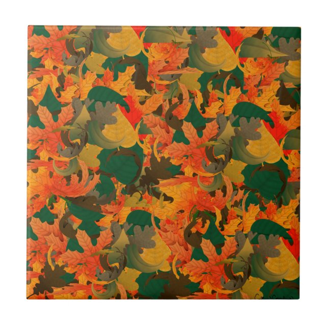 Azulejo Patrón de hojas de caída para el otoño (Frente)