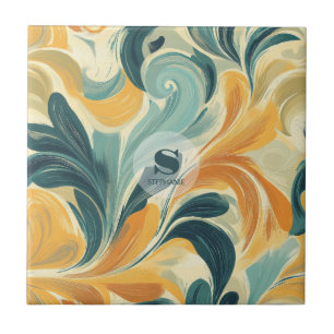 Azulejo Patrón de hojas de color patinado vintage (1)