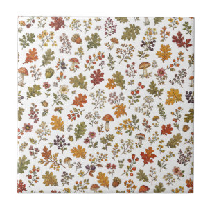Azulejo Patrón de hojas de hongo de flores de bosque otoña