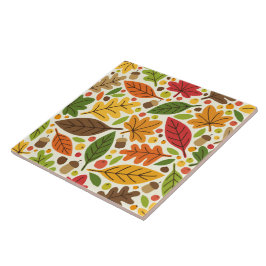 Azulejo Patrón de hojas de otoño y bellotas coloridas