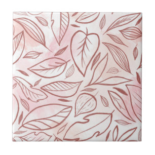 Azulejo Patrón de Hojas Dibujadas Burgundy Pastel