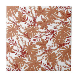 Azulejo Patrón de hojas florales de otoño marrón