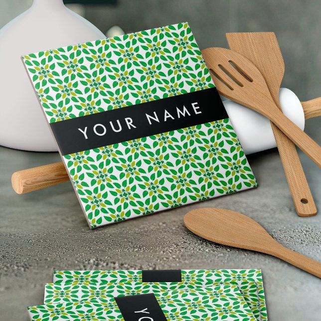 Azulejo Patrón de hojas, hojas verdes, nombre (Subido por el creador)