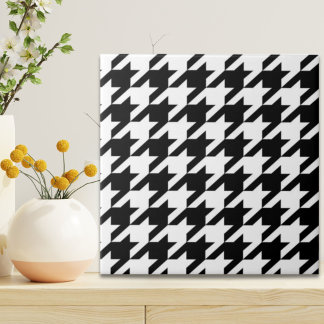 Azulejo patrón de houndstoth blanco y geométrico elegante