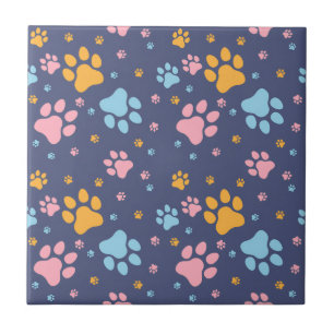 Azulejo Patrón de huellas de patas de animales coloridos