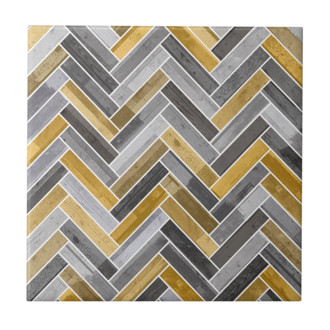 Azulejo Patrón de hueso de arenisca en gris y amarillo (Frente)
