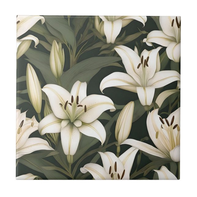 Azulejo Patrón de ilias blancas (Frente)