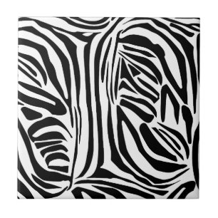 Azulejo Patrón de impresión de cebra en blanco y negro atr