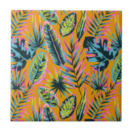 Azulejo Patrón De Impresión De Hojas Tropicales Y Plantas