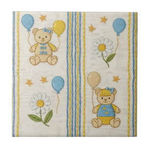 Azulejo Patrón de jardín de margaritas de osito de peluche