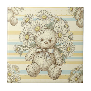 Azulejo Patrón de jardín de margaritas de osito de peluche