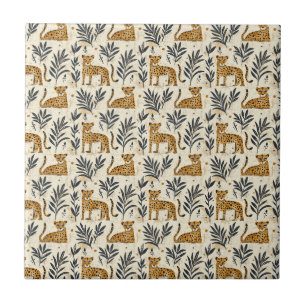 Azulejo Patrón de jungla de leopardo juguetón