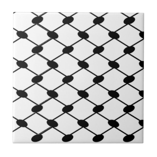 Azulejo Patrón de Keffiyeh Palestina Libre en blanco y neg (Frente)