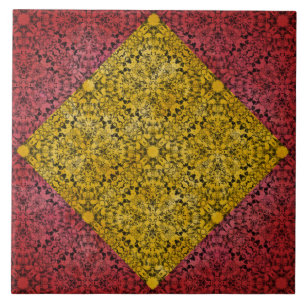 Azulejo Patrón de Knit rojo, amarillo y negro