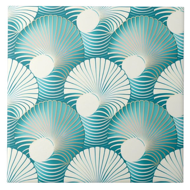 Azulejo Patrón de la concha de mar azul (Frente)