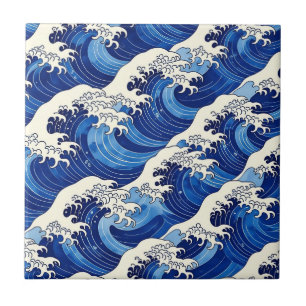 Azulejo Patrón de la Gran Ola Japonesa Océano