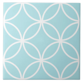 Azulejo Patrón de la hoja de círculo de repetición azul y 