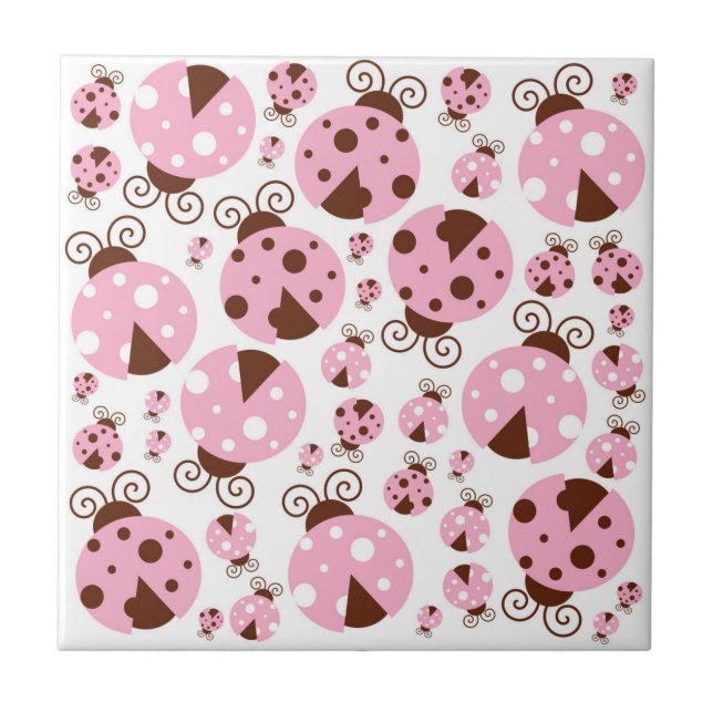 Azulejo Patrón De Ladybugs, Cute Ladybugs, Pink Ladybugs (Frente)