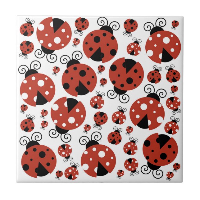 Azulejo Patrón De Ladybugs, Cute Ladybugs, Red Ladybugs (Frente)