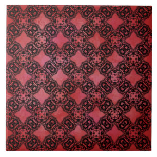 Azulejo Patrón de las cadenas de diamante negro y rojo