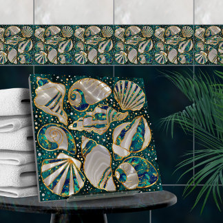 Azulejo Patrón de las marismas - mármol acuático, perlas y