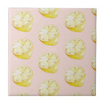 Azulejo Patrón de lemas rosa y amarillo pastel moderno<br><div class="desc">Patrón de lemas rosa y amarillo pastel moderno</div>