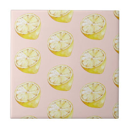 Azulejo Patrón de lemas rosa y amarillo pastel moderno