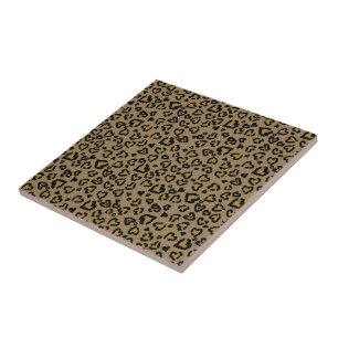 Azulejo Patrón de leopardo de corazón en colores naturales