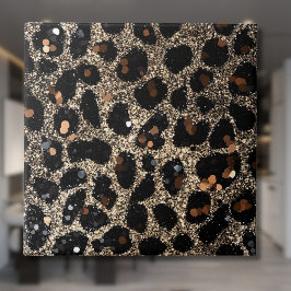 Azulejo Patrón de leopardo dorado negro marrón brillo de l