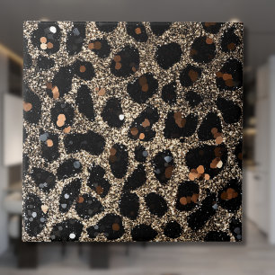 Azulejo Patrón de leopardo dorado negro marrón brillo de l