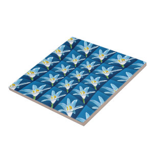 Azulejo Patrón de Lily Blanca con Encanto