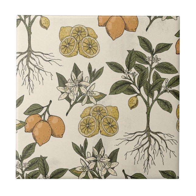 Azulejo Patrón de limón vintage (Frente)
