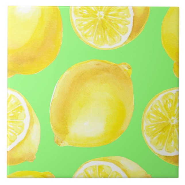 Azulejo Patrón de limones de color agua (Frente)